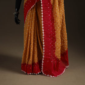 Yellow - Kutch Rai Bandhani Pure Mul Cotton Saree with Blouse Piece 38