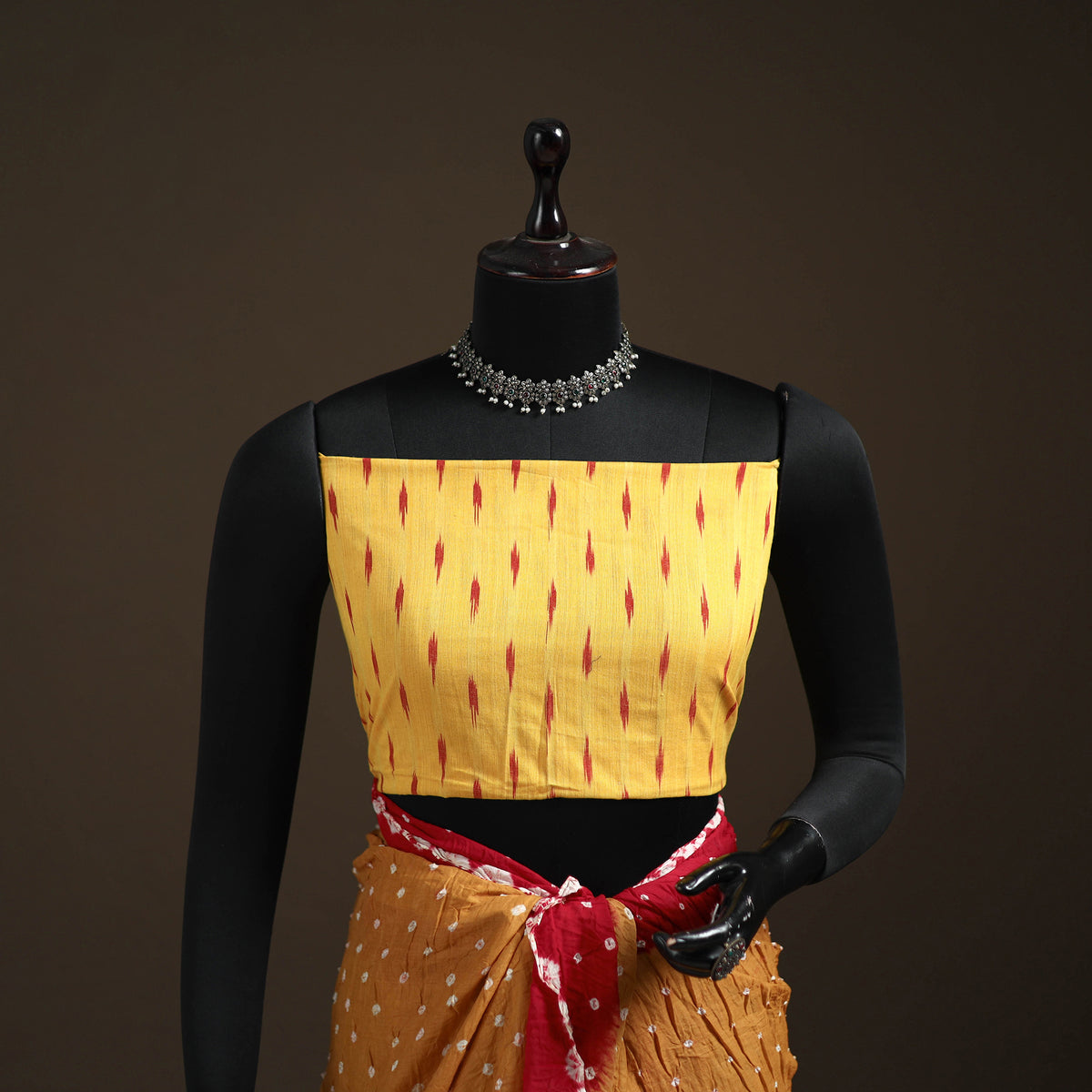 Yellow - Kutch Rai Bandhani Pure Mul Cotton Saree with Blouse Piece 38