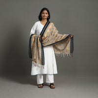 Orange - Handloom Cotton Maniabandha Ikat Dupatta with Tassels 18