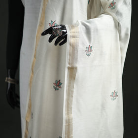 Handloom Chanderi Silk Handpainted Madhubani Dupatta with Zari Border 15