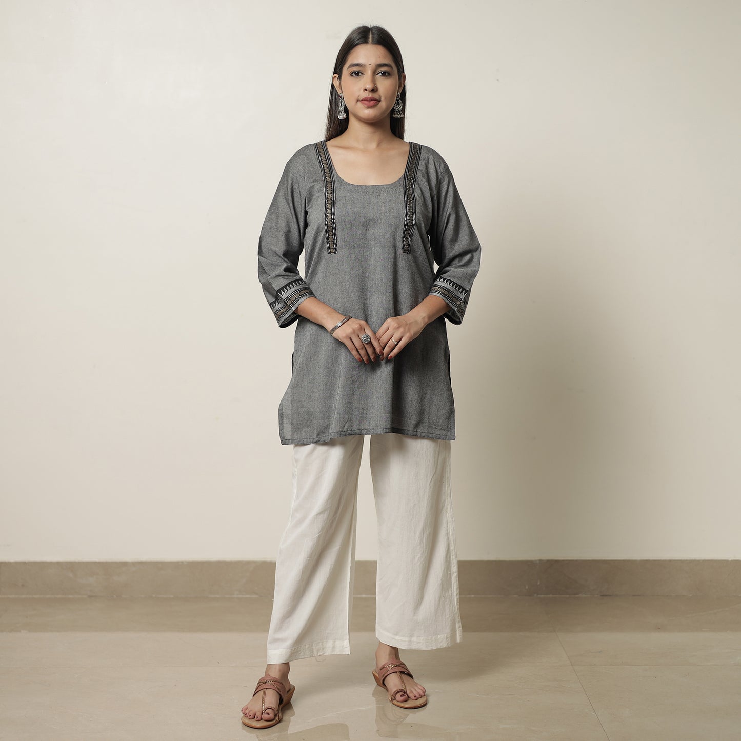 Grey - Dharwad Cotton Short Kurta 25