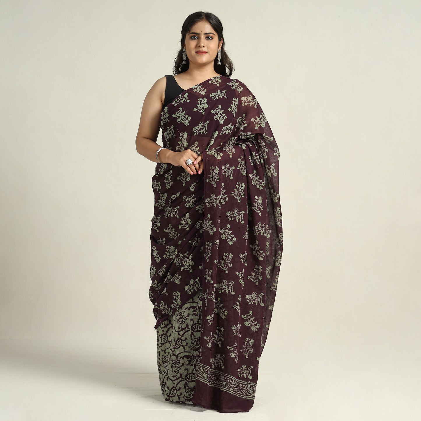 hand batik printed saree