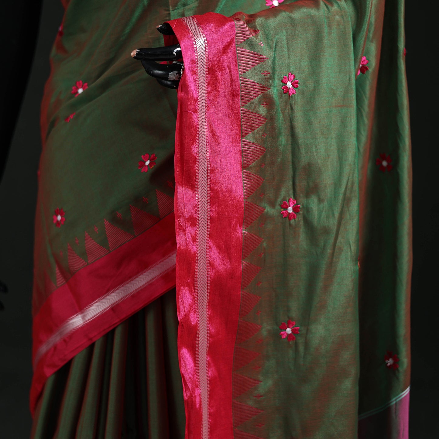 Ilkal Weave Thread Work Silk Cotton Saree with Chikki Paras Border 01