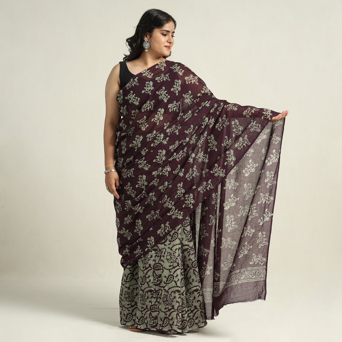 hand batik printed saree