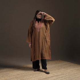 Kashmiri Sozni Hand Embroidered Handwoven Merino Wool Pheran 02