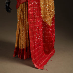 Yellow - Kutch Rai Bandhani Pure Mul Cotton Saree with Blouse Piece 37