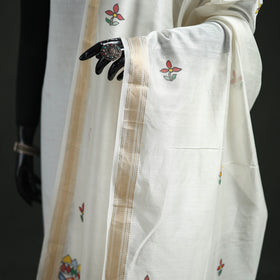 Handloom Chanderi Silk Handpainted Madhubani Dupatta with Zari Border 16