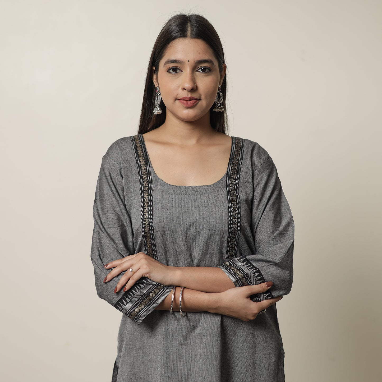 Grey - Dharwad Cotton Short Kurta 25