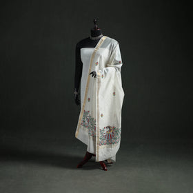 Handloom Chanderi Silk Handpainted Madhubani Dupatta with Zari Border 17