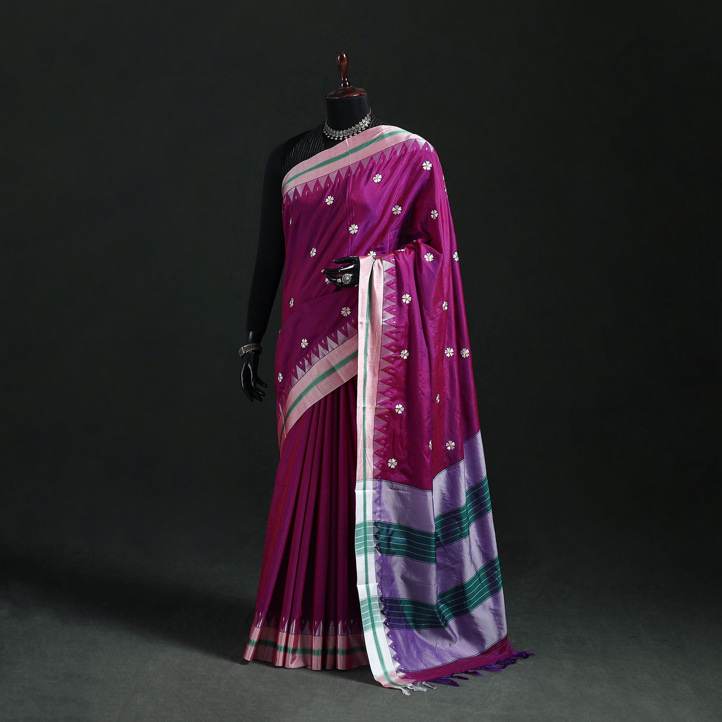 Ilkal Weave Thread Work Silk Cotton Saree with Chikki Paras Border 02