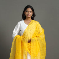 Yellow - Bengal Silk Cotton Sequin Work Handloom Dupatta 20