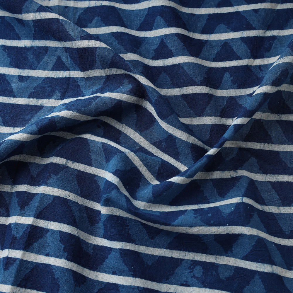 Blue - Indigo Bagru Block Print Cotton Fabric 04