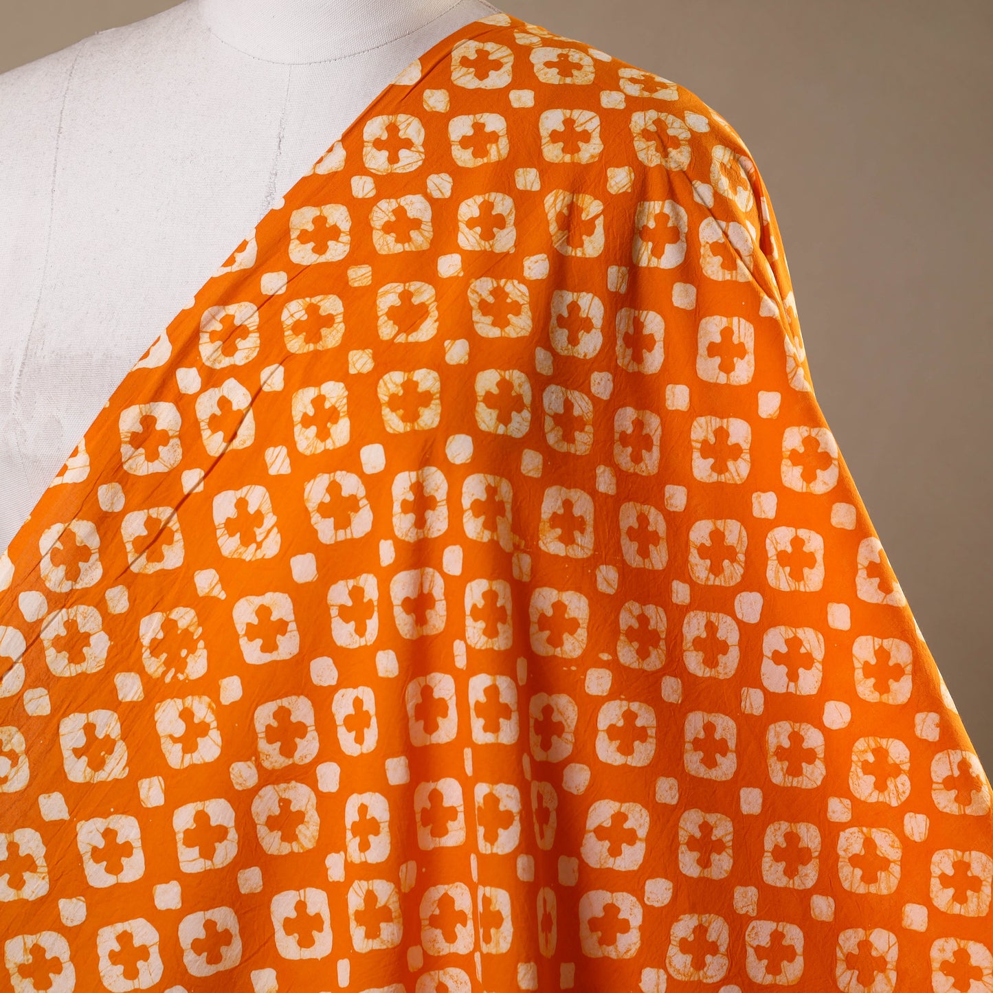Orange - hand batik cotton fabric 09 - handcrafted