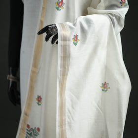 Handloom Chanderi Silk Handpainted Madhubani Dupatta with Zari Border 17