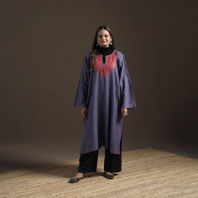 Kashmiri Sozni Hand Embroidered Handwoven Merino Wool Pheran 03