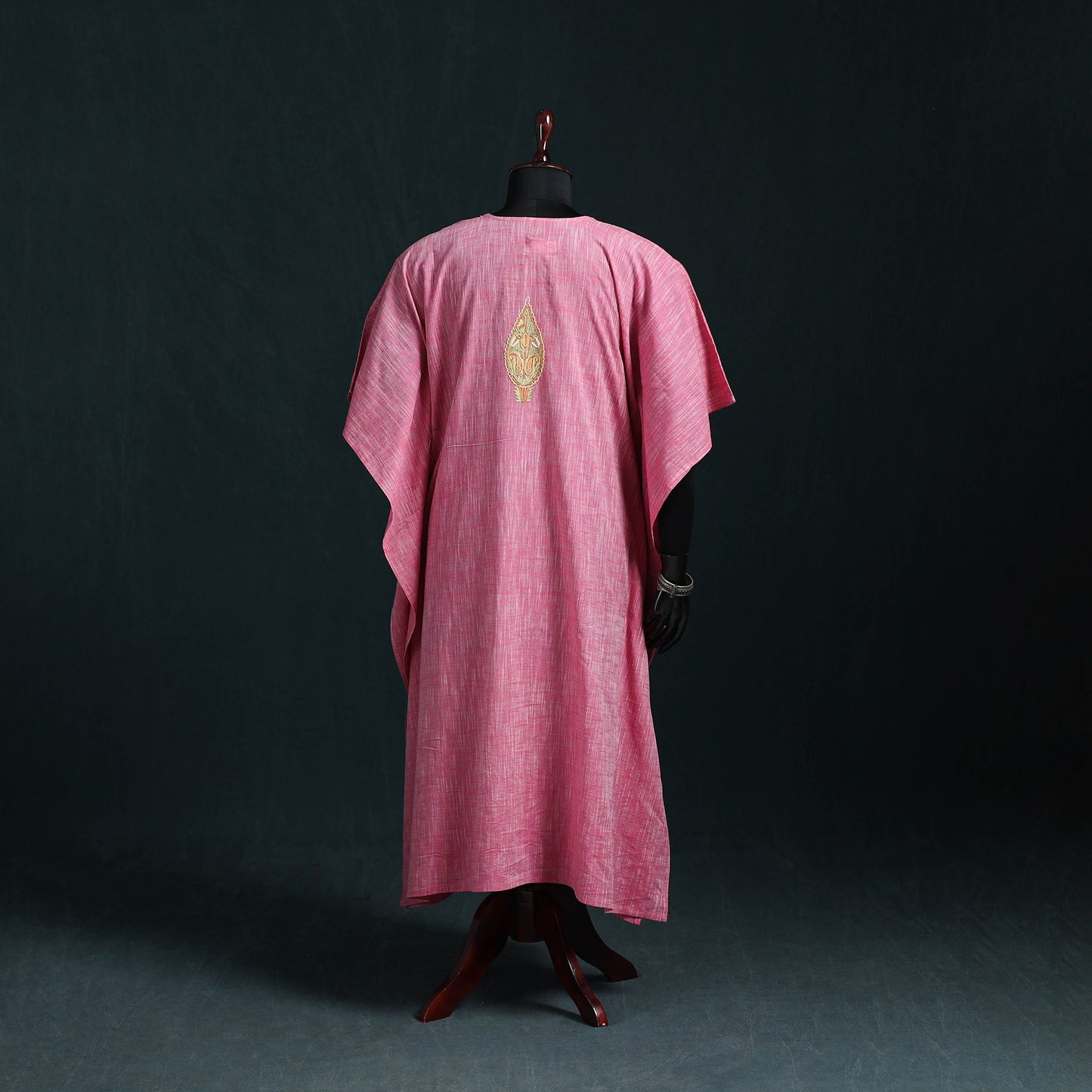 Pink - Kashmiri Aari Hand Embroidered Cotton Kaftan (Long) 51
