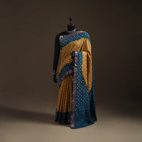 Yellow - Kutch Rai Bandhani Pure Mul Cotton Saree with Blouse Piece 36