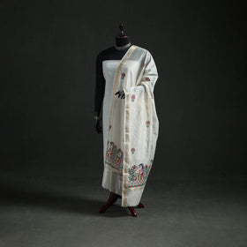 Handloom Chanderi Silk Handpainted Madhubani Dupatta with Zari Border 18