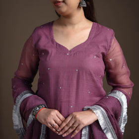 Sequin Work Plain Kota Doria Cotton Suit Set with Lace Work Dupatta for Women 07