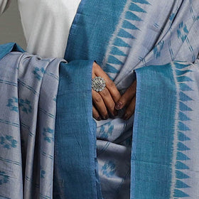 Grey - handloom cotton maniabandha ikat dupatta 22