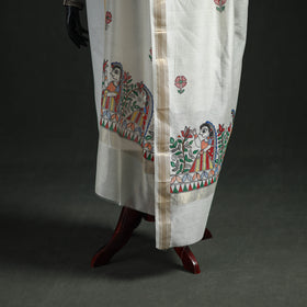 Handloom Chanderi Silk Handpainted Madhubani Dupatta with Zari Border 18