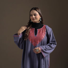 Kashmiri Sozni Hand Embroidered Handwoven Merino Wool Pheran 03