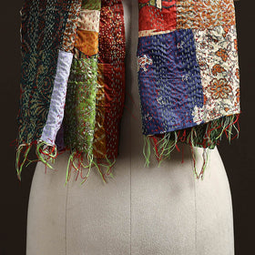 Patchwork Reversible Silk Bengal Hand Kantha Stitch Stole 63