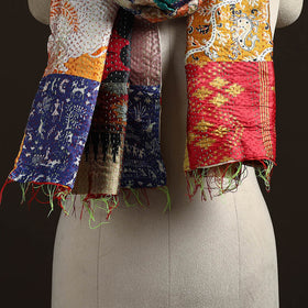 Patchwork Reversible Silk Bengal Hand Kantha Stitch Stole 64