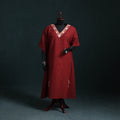 Red - Kashmiri Aari Hand Embroidered Cotton Kaftan (Long) 53