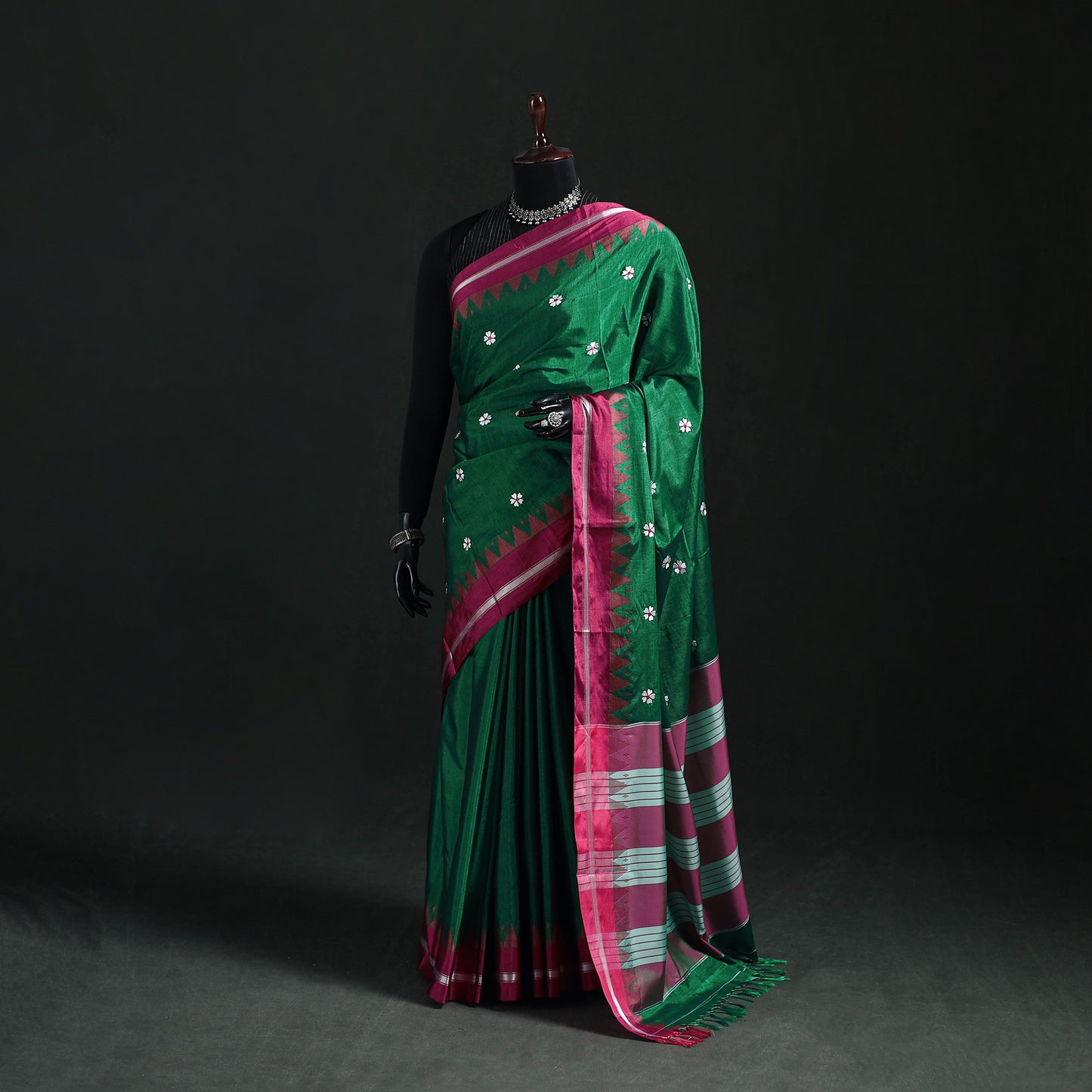 Ilkal Weave Thread Work Silk Cotton Saree with Chikki Paras Border 04