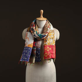 Patchwork Reversible Silk Bengal Hand Kantha Stitch Stole 64