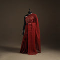 Maroon - Nazaakat Kota Doria Cotton Plain Saree with Blouse Piece & Earrings 01