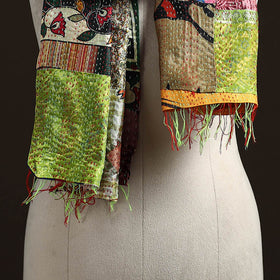 Patchwork Reversible Silk Bengal Hand Kantha Stitch Stole 65