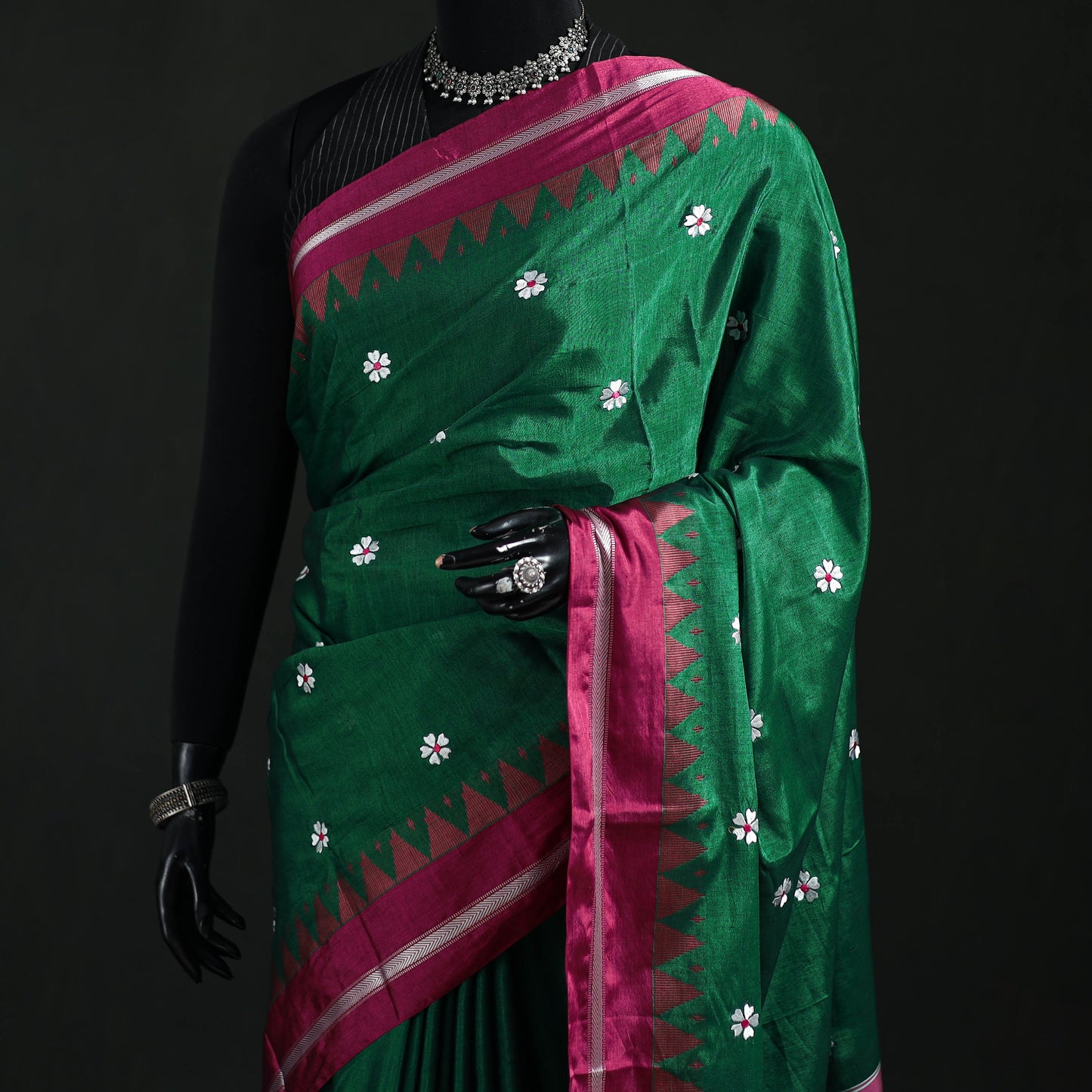 Ilkal Weave Thread Work Silk Cotton Saree with Chikki Paras Border 04