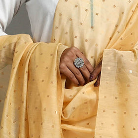 Yellow - bengal silk cotton sequin work handloom dupatta 24