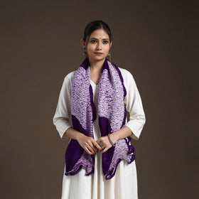  Purple Tie & Dye Gajji Silk Shibori Stole