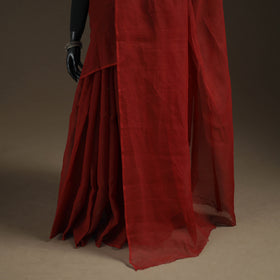 Maroon - Nazaakat Kota Doria Cotton Plain Saree with Blouse Piece & Earrings 01