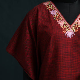 Red - Kashmiri Aari Hand Embroidered Cotton Kaftan (Long) 53
