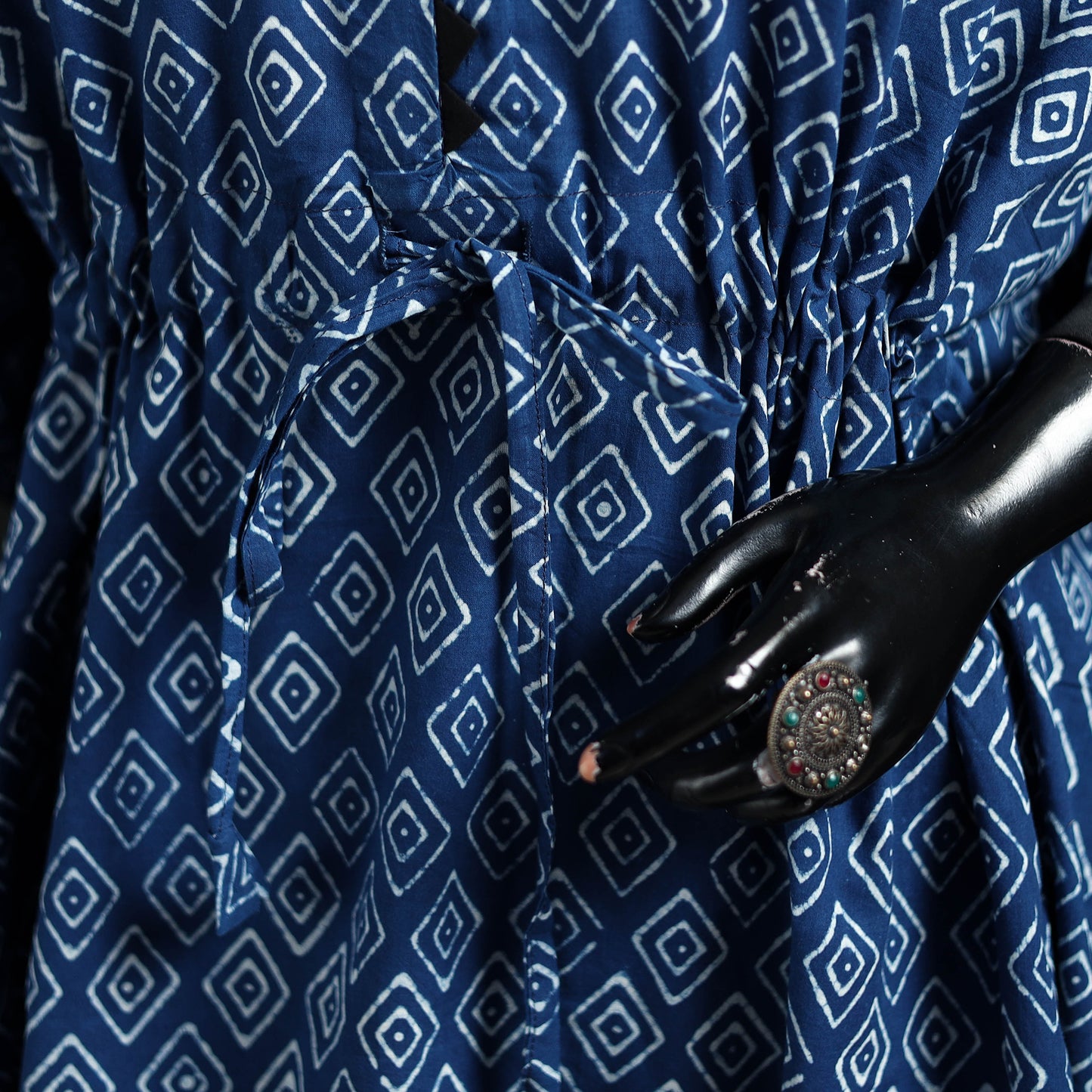 Akola Hand Block Print Natural Dyed Cotton Kaftan (Short) 43