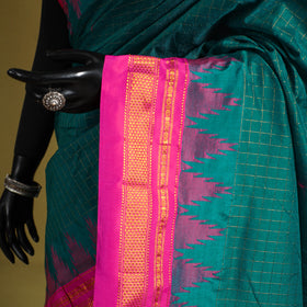 Green - mercerized cotton zari checks ilkal saree