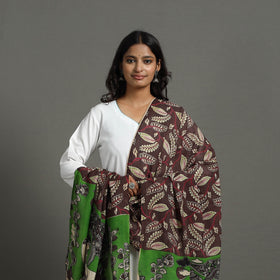Brown - printed silk cotton kalamkari dupatta 25