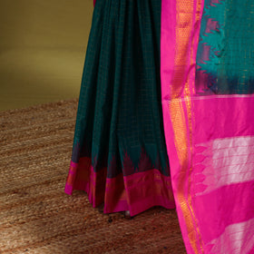 Green - mercerized cotton zari checks ilkal saree