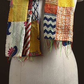 Patchwork Reversible Silk Bengal Hand Kantha Stitch Stole 70