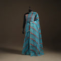 Blue - Kota Doria Cotton Leheriya Tie-Dye Saree with Blouse Piece & Earrings 02