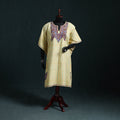 Yellow - Kashmiri Kashida Hand Embroidered Cotton Kaftan (Medium) 54