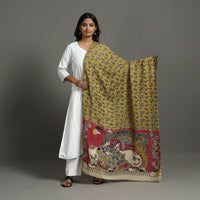 Yellow - Printed Silk Cotton Kalamkari Dupatta 26