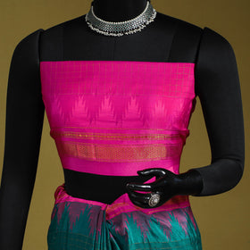 Green - mercerized cotton zari checks ilkal saree