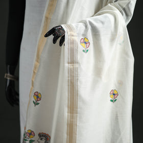 Handloom Chanderi Silk Handpainted Madhubani Dupatta with Zari Border 21