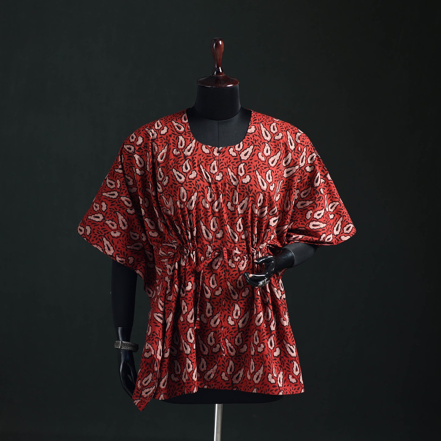 Akola Hand Block Print Natural Dyed Cotton Kaftan (Short) 44