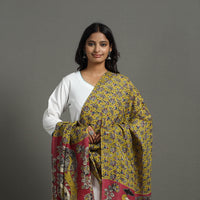 Yellow - Printed Silk Cotton Kalamkari Dupatta 26